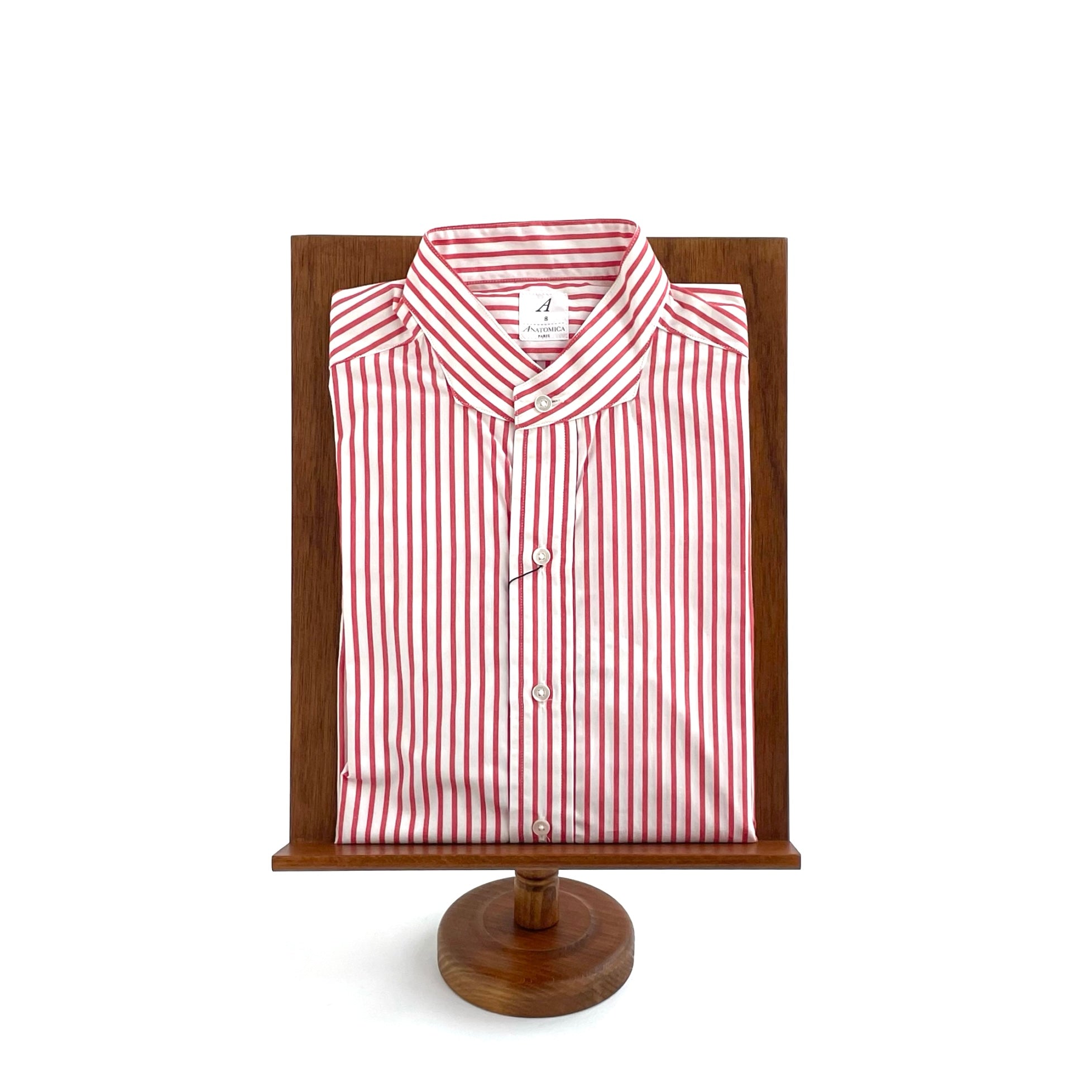 Band Collar Shirt / Candy Stripe Red