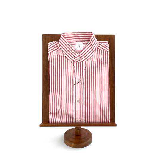 Camisa de collar de banda / Stripe de caramelo rojo
