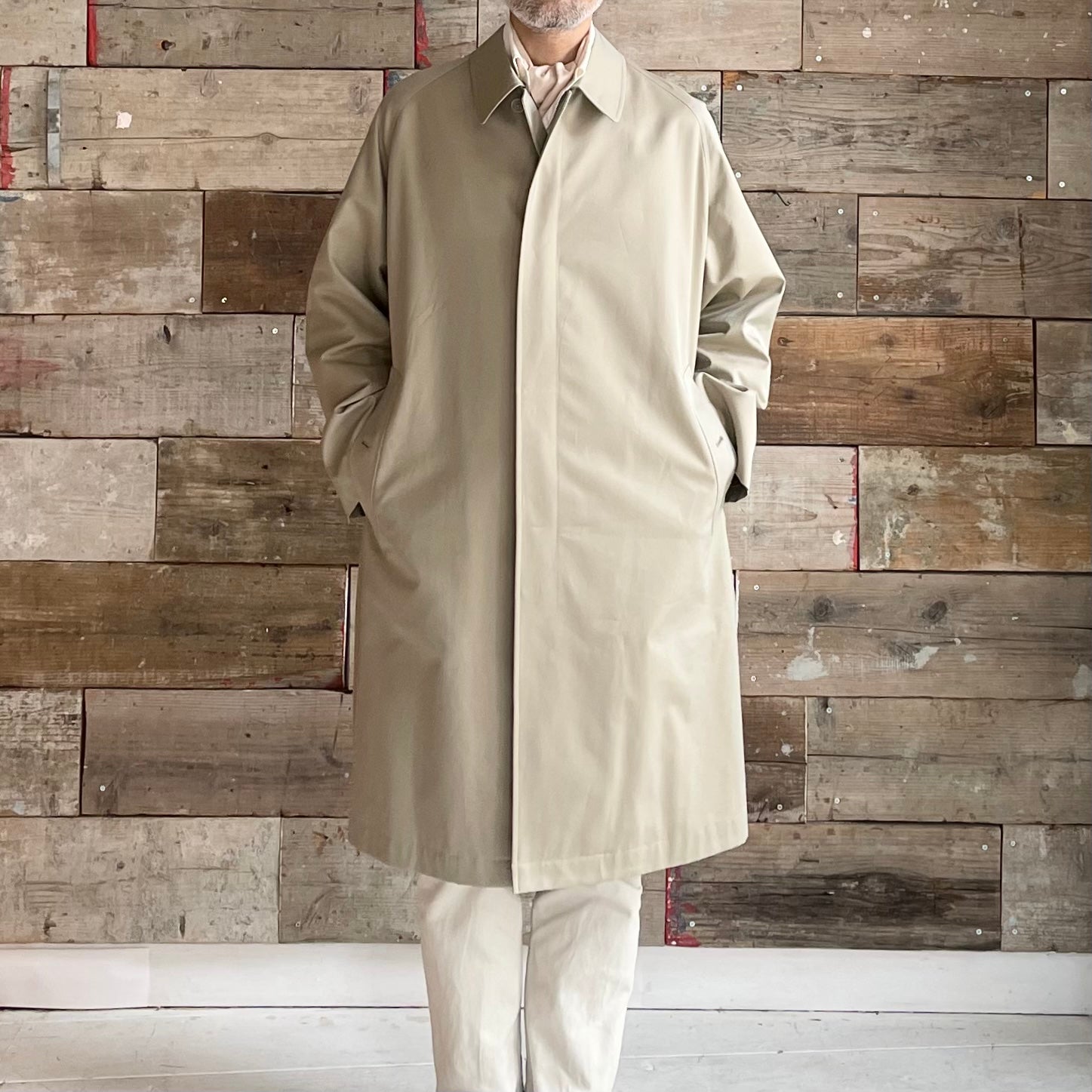 SINGLE RAGLAN COAT 1 GABARDINE BEIGE